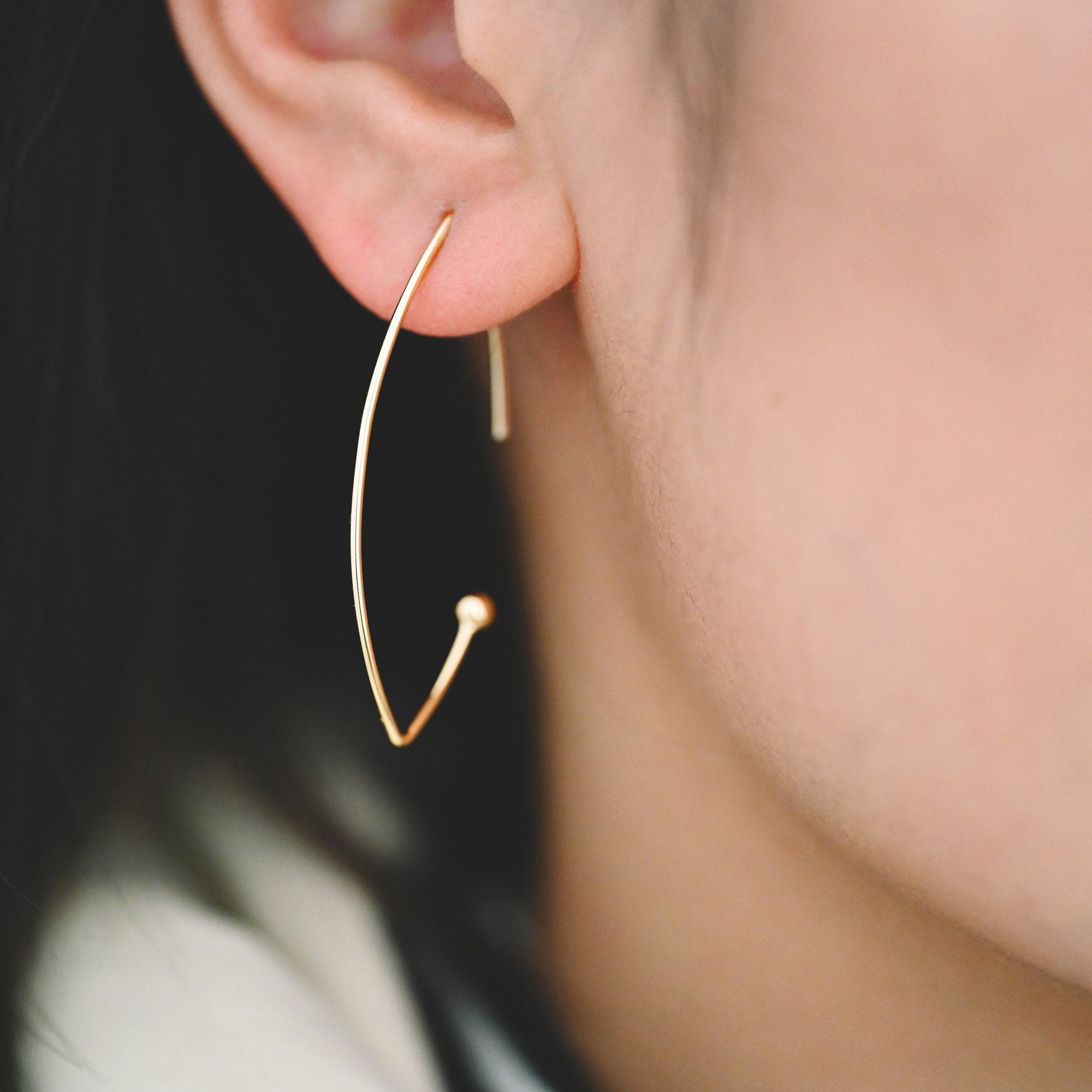 10pcs Gold plated Brass Ear Hooks 42x20mm, Simple Earwires Earring Components (GB-947-D)